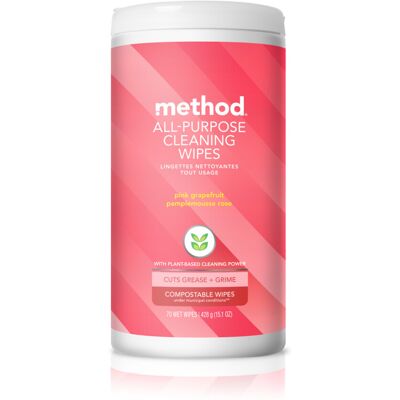 Method All-Purpose Cleaning Wipes, Pink Grapefruit, Multi-Surface, Compostable, Method All-Purpose Cleaning Wipes, Pink Grapefruit, Multi-Surface, Compostable,