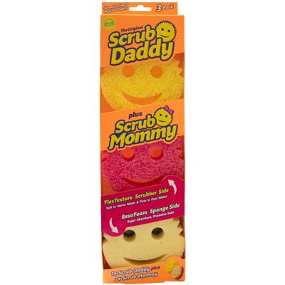 Scrub Daddy + Scrub Mommy 3 Pack - Smiley Face Sponges for Cleaning & Washing Up Scrub Daddy + Scrub Mommy 3 Pack - Smiley Face Sponges for Cleaning & Washing Up