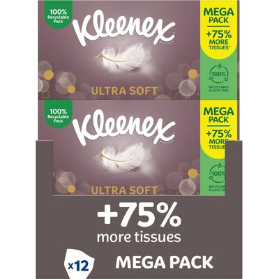 Kleenex Ultra Soft Tissues Mega Pack - 1,344 Sheets (12 Boxes x 112 Sheets) -? B Kleenex Ultra Soft Tissues Mega Pack - 1,344 Sheets (12 Boxes x 112 Sheets) -? B