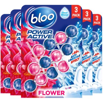 Bloo Power Active Toilet Rim Block Fresh Flowers, with Anti-Limescale, Cleaning Bloo Power Active Toilet Rim Block Fresh Flowers, with Anti-Limescale, Cleaning
