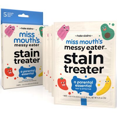 Miss Mouth's Messy Eater Stain Treater Wipes - 5 Pack Stain Remover - Newborn & Miss Mouth's Messy Eater Stain Treater Wipes - 5 Pack Stain Remover - Newborn &