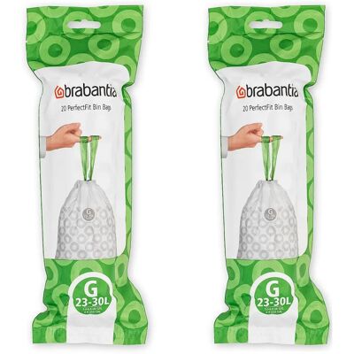 Brabantia Bin Liners, Size G, 23-30 L - 40 Bags - 2 pack Brabantia Bin Liners, Size G, 23-30 L - 40 Bags - 2 pack
