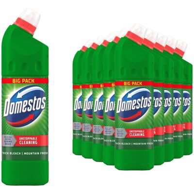 (Mountain Fresh) Domestos Thick Bleach 1L Toilet Cleaner, 12 Pack (Mountain Fresh) Domestos Thick Bleach 1L Toilet Cleaner, 12 Pack