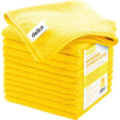 Delka Microfibre Cleaning Cloths (Yellow, 12 Pack) Delka Microfibre Cleaning Cloths (Yellow, 12 Pack)