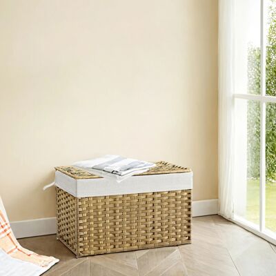 Songmics 105L Storage Bin, Foldable Storage Basket with Lid and Handle Songmics 105L Storage Bin, Foldable Storage Basket with Lid and Handle