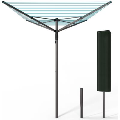 VOUNOT VOUNOT 45m Rotary Washing Line 4 Arm Clothes Airer with Cover and Spike, Grey VOUNOT VOUNOT 45m Rotary Washing Line 4 Arm Clothes Airer with Cover and Spike, Grey
