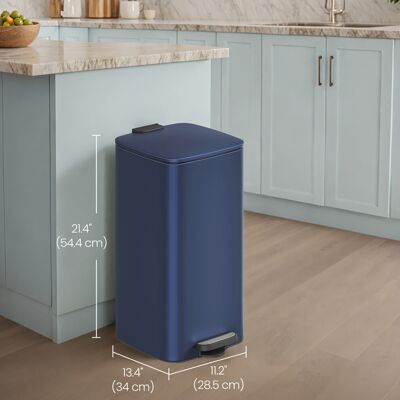 Songmics Trash Can, 8-Gallon Trash Bin, Stainless Steel Kitchen Garbage Can, Midnight Blu Songmics Trash Can, 8-Gallon Trash Bin, Stainless Steel Kitchen Garbage Can, Midnight Blu