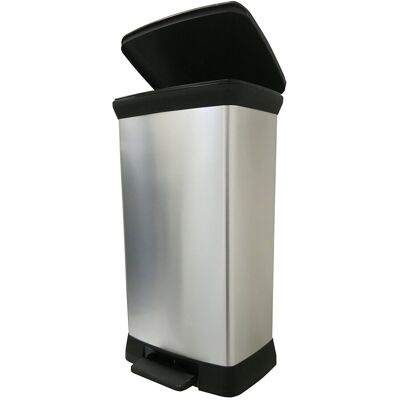 Curver Metal Effect Pedal Touch Soft Close Deco Bin, Silver, 50 Litre, 39 x 29 x Curver Metal Effect Pedal Touch Soft Close Deco Bin, Silver, 50 Litre, 39 x 29 x
