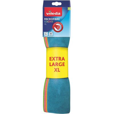 Vileda Set of 4 XL Colored Microfiber Cloths Vileda Set of 4 XL Colored Microfiber Cloths