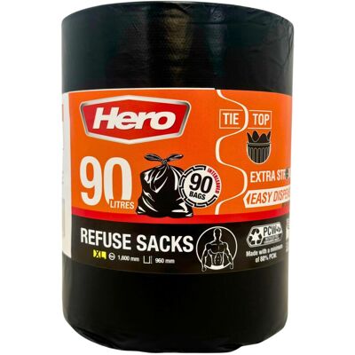 Hero Extra Strong Black Bin Bags, Refuse Hero Extra Strong Black Bin Bags, Refuse