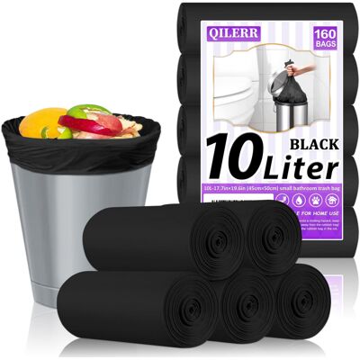 QILERR 10 Liter Small Black Bin Bags 160 Count Extra Thick Pedal Bin Liners QILERR 10 Liter Small Black Bin Bags 160 Count Extra Thick Pedal Bin Liners