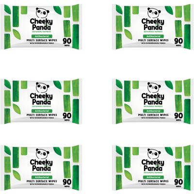 The Cheeky Panda Antibacterial Wipes Bulk Pack of 6 x 90 Cheeky Surface Wi The Cheeky Panda Antibacterial Wipes Bulk Pack of 6 x 90 Cheeky Surface Wi