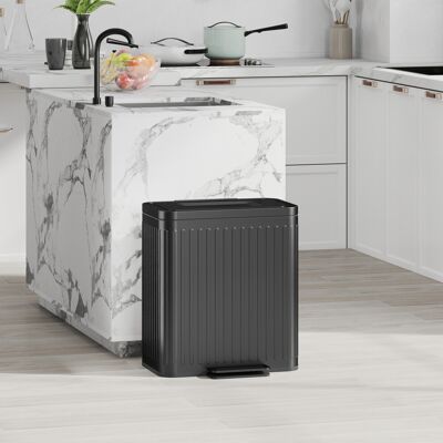 HOMCOM 2 x 20L Double Rubbish Bin, Pedal Bin with Rubbish Bags, Black HOMCOM 2 x 20L Double Rubbish Bin, Pedal Bin with Rubbish Bags, Black