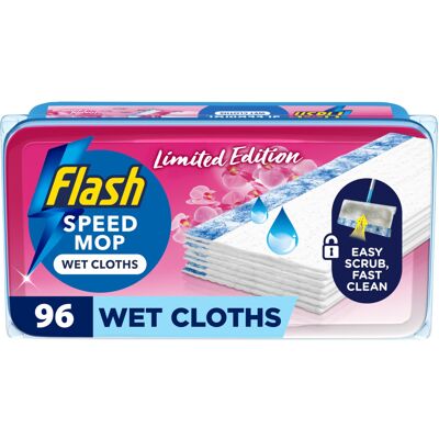 Flash Speedmop Wet Floor Cleaning Wipes Pink Limited Edition 96 Cloths 24x4 Flash Speedmop Wet Floor Cleaning Wipes Pink Limited Edition 96 Cloths 24x4