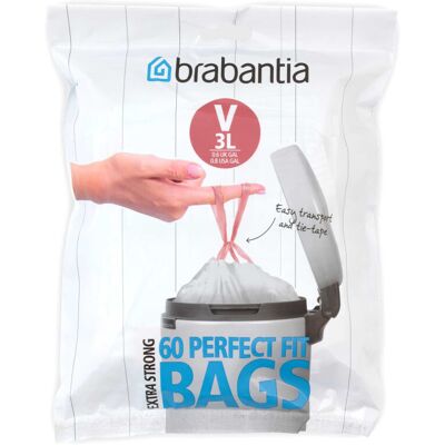 Brabantia IdealFit Bin Liners (Size V/3 Litre) Ideal Quality Thick Plastic Trash Brabantia IdealFit Bin Liners (Size V/3 Litre) Ideal Quality Thick Plastic Trash