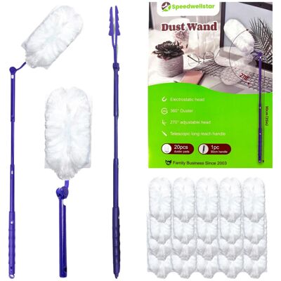 Speedwellstar Dust Wand 20 Refill Dusters 90cm Long Handle Extending Fluffy Cleaner Double Sid Speedwellstar Dust Wand 20 Refill Dusters 90cm Long Handle Extending Fluffy Cleaner Double Sid