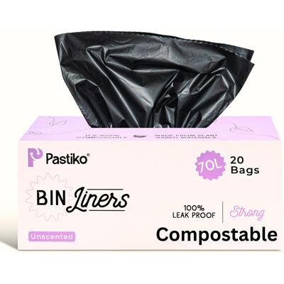 Pastiko 100% Compostable Biodegradable 70L Bin Liners Strong Garbage Bags Extra Pastiko 100% Compostable Biodegradable 70L Bin Liners Strong Garbage Bags Extra