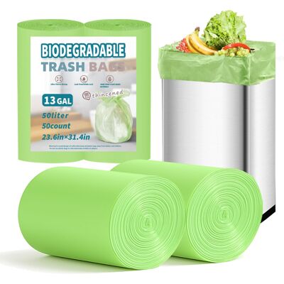 BODFPPC 50 Pack Biodegradable Bin Bags 50L, Compostable Food Waste Bags Caddy Bi BODFPPC 50 Pack Biodegradable Bin Bags 50L, Compostable Food Waste Bags Caddy Bi