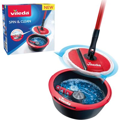 Vileda Spin & Clean System Mop and Bucket Set with 360? Spinning Mop for Cleanin Vileda Spin & Clean System Mop and Bucket Set with 360? Spinning Mop for Cleanin