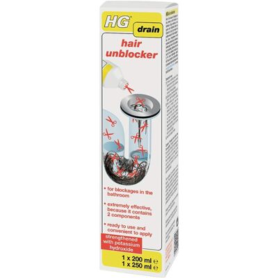 HG 2 X Hair Unblocker 200 ml + 250 ml - First Aid for Blocked Bathroom Drains HG 2 X Hair Unblocker 200 ml + 250 ml - First Aid for Blocked Bathroom Drains