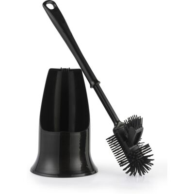 Beldray Antibac Silicone Toilet Brush - Includes Holder, Built In Rim Cleaner, T Beldray Antibac Silicone Toilet Brush - Includes Holder, Built In Rim Cleaner, T