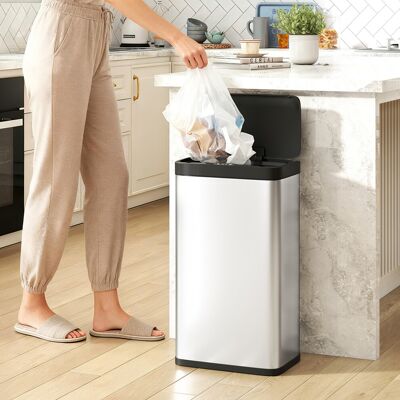 HOMCOM 45L Sensor Bin, Stainless Steel Kitchen Bin with Automatic Close HOMCOM 45L Sensor Bin, Stainless Steel Kitchen Bin with Automatic Close