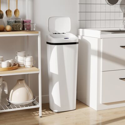 HOMCOM 50L Sensor Bin, Stainless Steel Slim Kitchen Bin, Fingerprint-Proof HOMCOM 50L Sensor Bin, Stainless Steel Slim Kitchen Bin, Fingerprint-Proof
