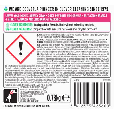 Ecover AllInOne Dishwasher Tablets Contains Salt Rinse Aid Power Clea Ecover AllInOne Dishwasher Tablets Contains Salt Rinse Aid Power Clea