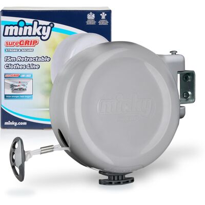 Minky Retractable Reel Washing Line with 15 m of Drying Space, Extendable Clothe Minky Retractable Reel Washing Line with 15 m of Drying Space, Extendable Clothe