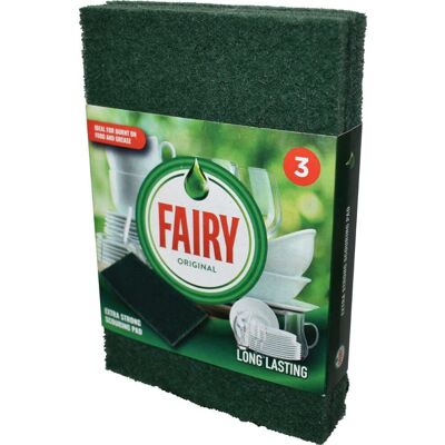 Addis Fairy Original Extra Strong Scourer Pads Pack of 3 Mixed Colours Gree Addis Fairy Original Extra Strong Scourer Pads Pack of 3 Mixed Colours Gree