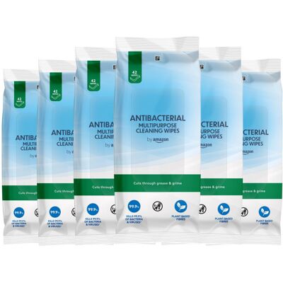 by Amazon Antibacterial Multipurpose Cleaning Wipes, fresh, 252 Count, 42 count (Pack of 6 by Amazon Antibacterial Multipurpose Cleaning Wipes, fresh, 252 Count, 42 count (Pack of 6