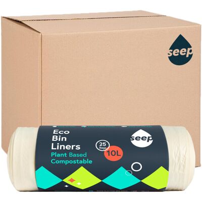 Seep Compostable 375 x 10 Litre Bin Bags - 10L Eco Friendly Bin Liners - Food Wa Seep Compostable 375 x 10 Litre Bin Bags - 10L Eco Friendly Bin Liners - Food Wa