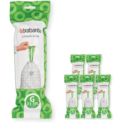 Brabantia 138423 PerfectFit Bin Liners Multipack (Size G/23-30 Litre) Thick Plas Brabantia 138423 PerfectFit Bin Liners Multipack (Size G/23-30 Litre) Thick Plas