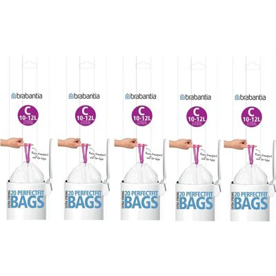 Brabantia Heavy Duty Perfect Fit Bin Liners (5 Packs of 20) 10-12 Litre Brabantia Heavy Duty Perfect Fit Bin Liners (5 Packs of 20) 10-12 Litre
