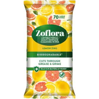 Zoflora Cleaning Wipes Surface Lemon Zing 70's Zoflora Cleaning Wipes Surface Lemon Zing 70's
