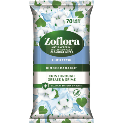Zoflora Cleaning Surface Wipes 70's Linen Fresh Zoflora Cleaning Surface Wipes 70's Linen Fresh