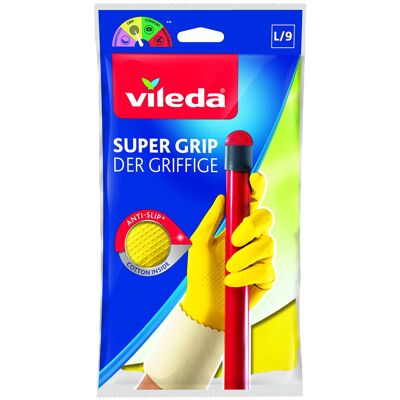 Vileda Easy Grip Rubber Gloves ? Ideal For Non-Slip Household Chores ? Size L (L Vileda Easy Grip Rubber Gloves ? Ideal For Non-Slip Household Chores ? Size L (L
