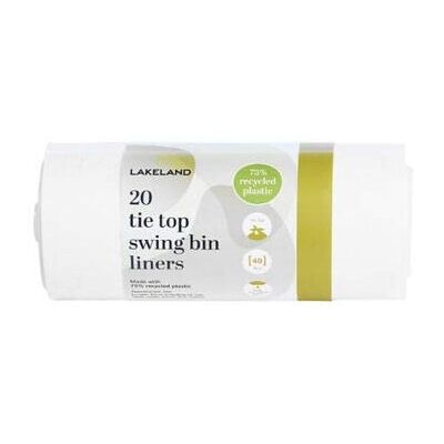 20 Lakeland Tie Top Swing Bin Liners 40L ? 75% Recycled Plastic Leak-Resistant & 20 Lakeland Tie Top Swing Bin Liners 40L ? 75% Recycled Plastic Leak-Resistant &