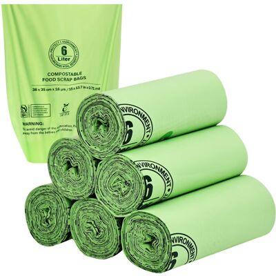 PBRNWB Small Biodegradable Bin Bags 6L with EN13432, Food Waste Bags Compostable Caddy PBRNWB Small Biodegradable Bin Bags 6L with EN13432, Food Waste Bags Compostable Caddy
