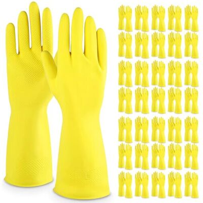 SOL 36 Pairs Kitchen Rubber Gloves Large, Yellow Heavy Duty for Cleaning with No SOL 36 Pairs Kitchen Rubber Gloves Large, Yellow Heavy Duty for Cleaning with No
