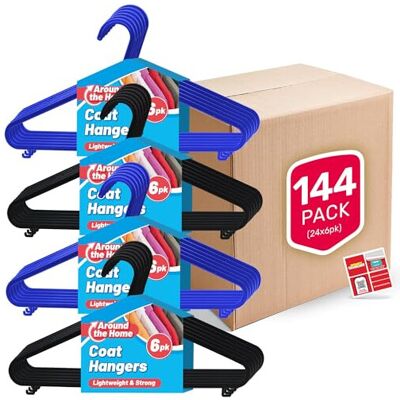 SOL 144pk Coat Hangers Assorted Colours, Strong Plastic Clothing Coathangers Hea SOL 144pk Coat Hangers Assorted Colours, Strong Plastic Clothing Coathangers Hea