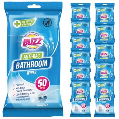 SOL Buzz 600pk Bathroom Anti-Bac Wipes, Antibacterial Toilet Cleaning Sheets, Ultra- SOL Buzz 600pk Bathroom Anti-Bac Wipes, Antibacterial Toilet Cleaning Sheets, Ultra-