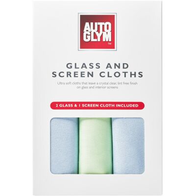 AutoGlym Glass and Screen Cloths - 3x Lint-Free Microfibre Cleaning Cloths for E AutoGlym Glass and Screen Cloths - 3x Lint-Free Microfibre Cleaning Cloths for E