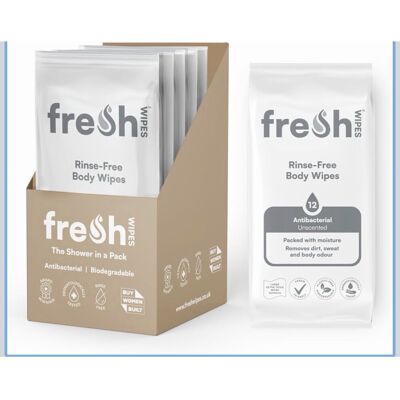 Unbranded FreshWipes Unscented Antibacterial Body Wet Wipes For Adults 5 Pack (60 Wipes) Unbranded FreshWipes Unscented Antibacterial Body Wet Wipes For Adults 5 Pack (60 Wipes)
