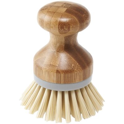 Addis Palm Dish Brush with Natural Bamboo, Natural & Grey, Grey/Wood, 6.7 x 6.7 Addis Palm Dish Brush with Natural Bamboo, Natural & Grey, Grey/Wood, 6.7 x 6.7
