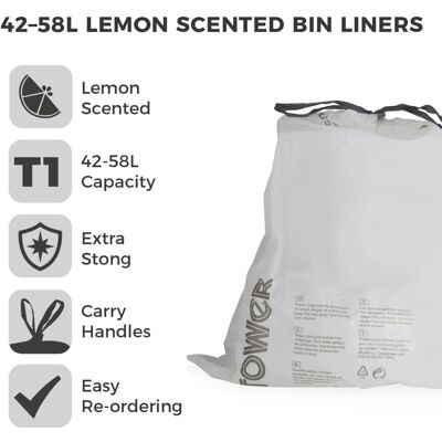 Tower T878000 4258L Lemon Scented Heavy Duty Drawstring Bin Liners 20 Tower T878000 4258L Lemon Scented Heavy Duty Drawstring Bin Liners 20