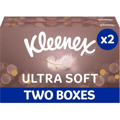 Kleenex Ultra Soft Facial Tissues - Multipack 2 Tissue Boxes - Beautifully Soft Kleenex Ultra Soft Facial Tissues - Multipack 2 Tissue Boxes - Beautifully Soft