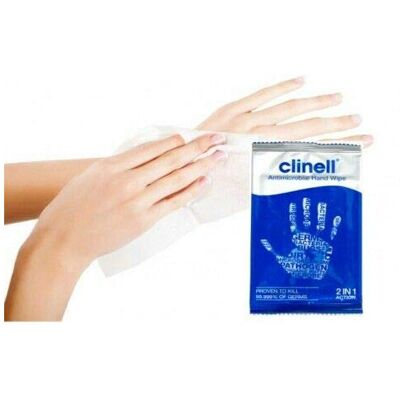 Clinell Antibacterial Hand Wipes - 10 x Individual Sachets (10) Clinell Antibacterial Hand Wipes - 10 x Individual Sachets (10)