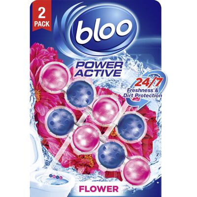 Bloo Power Active Toilet Rim Block Fresh Flowers, with Anti-Limescale, Cleaning Bloo Power Active Toilet Rim Block Fresh Flowers, with Anti-Limescale, Cleaning