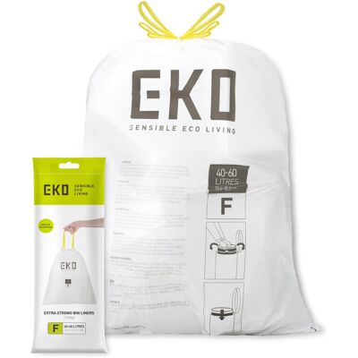 EKO 40-60 Litre Drawstring Bin Bags, Heavy Duty Kitchen Bin Liners for Pedal Bin EKO 40-60 Litre Drawstring Bin Bags, Heavy Duty Kitchen Bin Liners for Pedal Bin